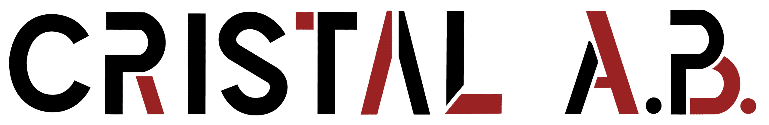 Logo CRISTAL A.B. : Design Moderne et Identité Visuelle Logo CRISTAL A.B. noir et rouge bordeaux, typographie géométrique moderne et minimaliste.