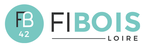 Logo Fibois Loire : Filière Forêt-Bois de la Loire (42) Logo FIBOIS LOIRE avec un cercle turquoise FB 42 et le texte Fibois Loire bicolore noir et turquoise.